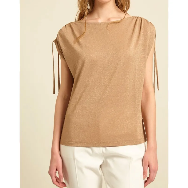 Diffusione Tessile  |Blended Fabrics Sleeveless Boat Neck Plain Short Sleeves