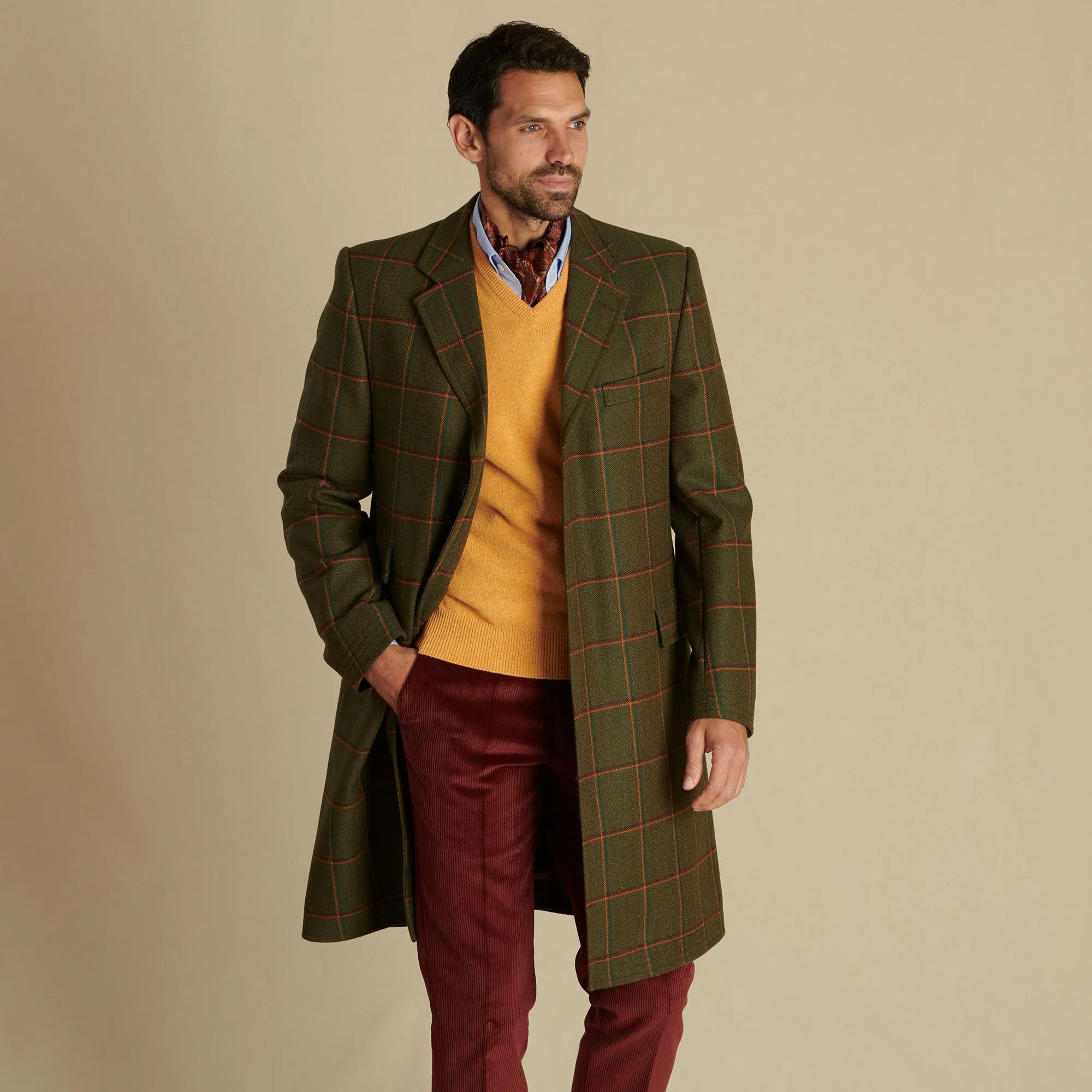 Elgin Check Tweed Overcoat