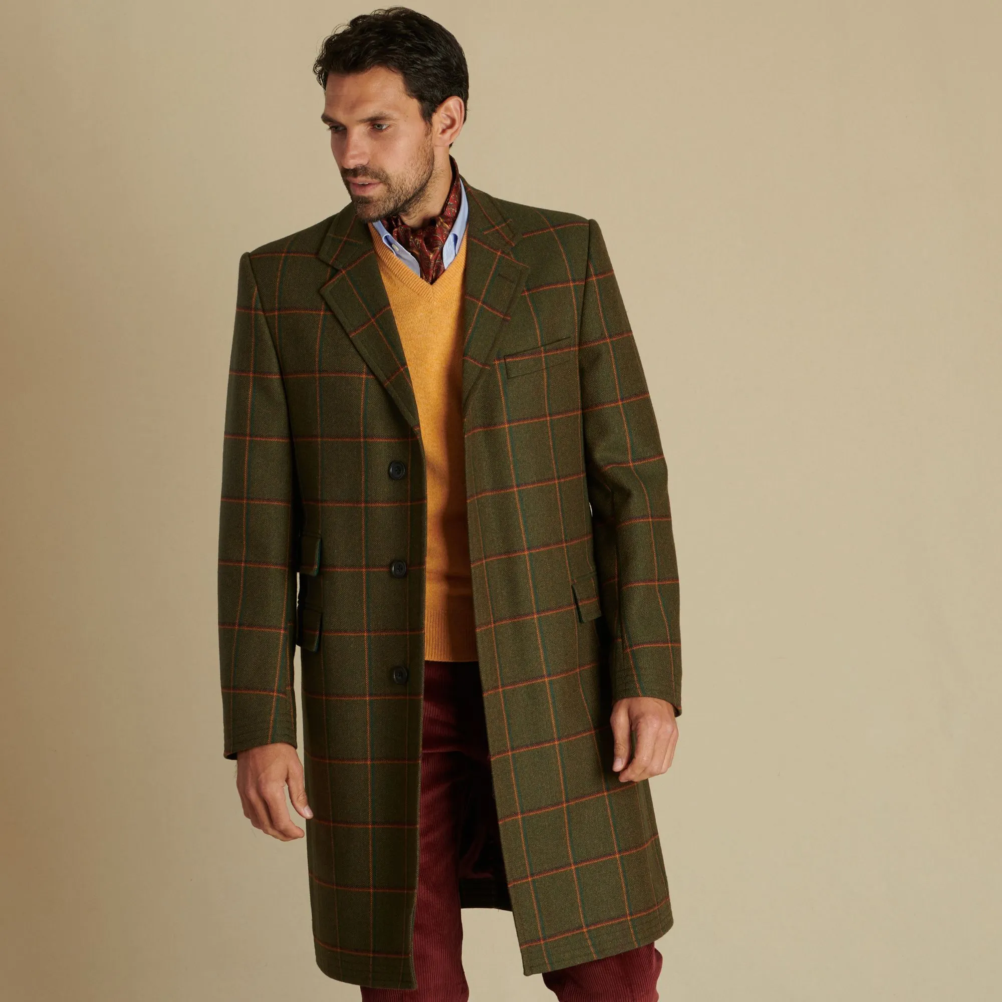 Elgin Check Tweed Overcoat