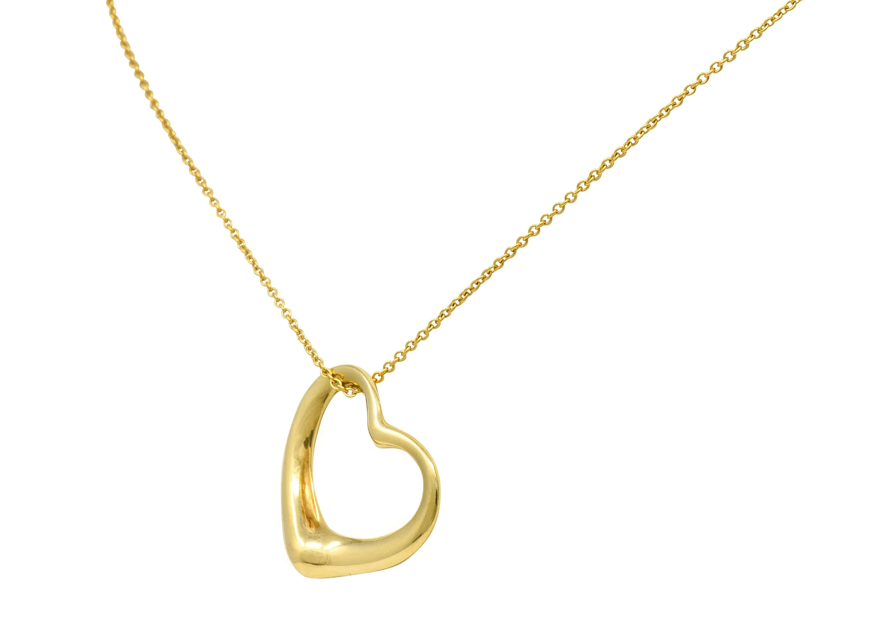 Elsa Peretti Tiffany & Co. 18 Karat Gold 22MM Open Heart Pendant Necklace