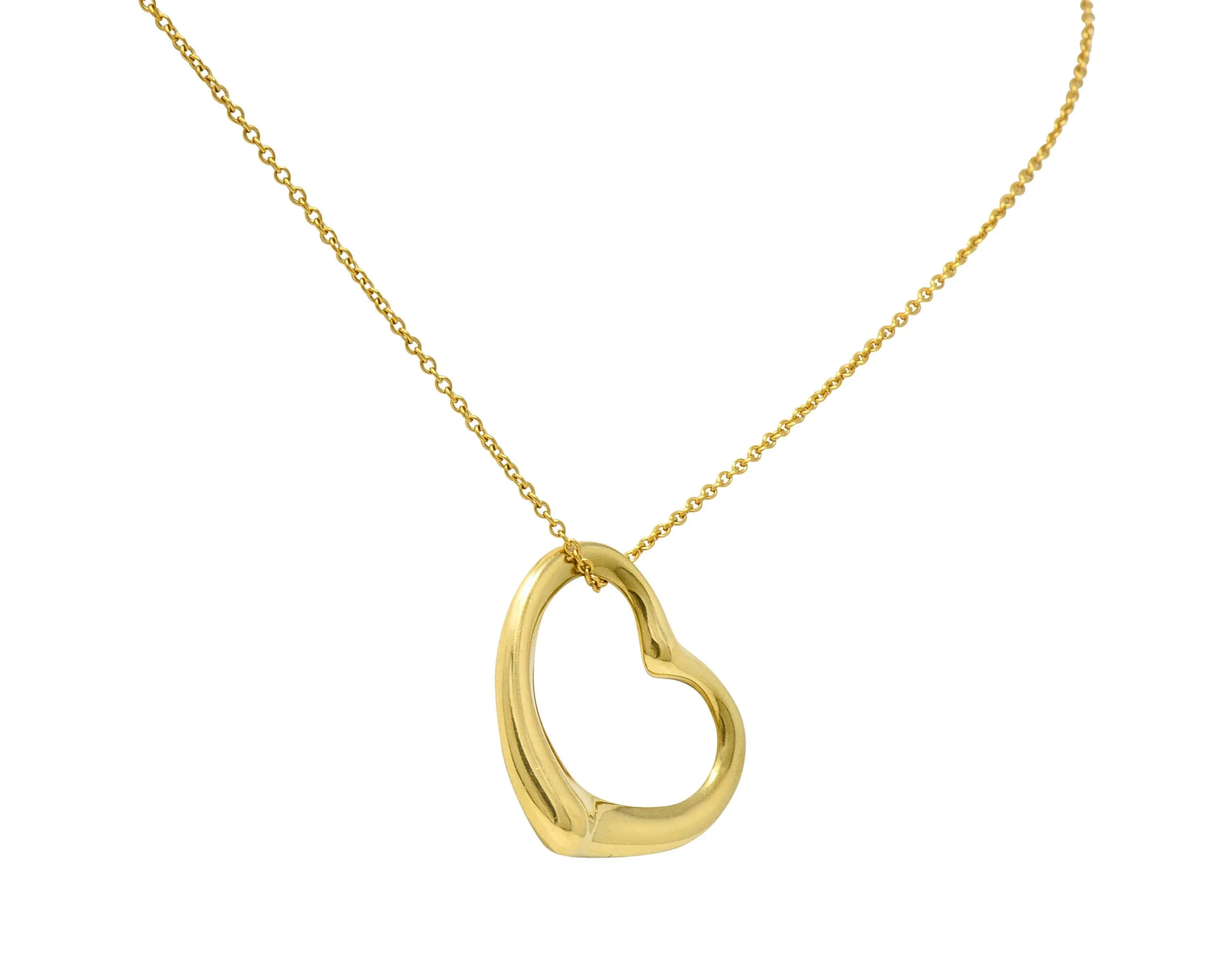 Elsa Peretti Tiffany & Co. 18 Karat Gold 22MM Open Heart Pendant Necklace