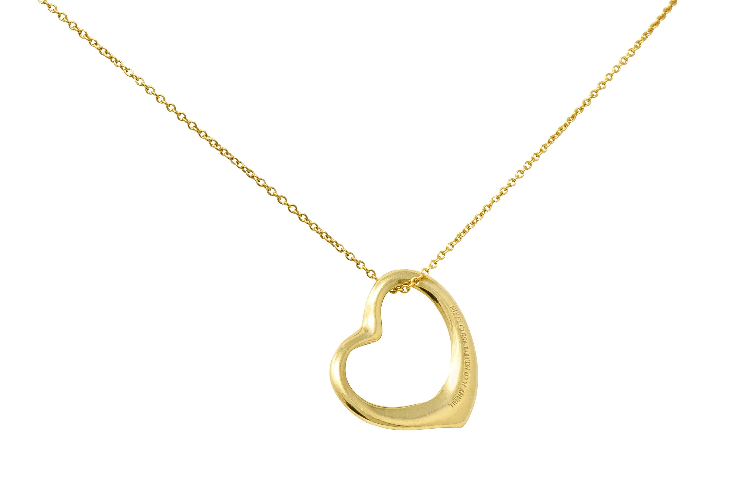 Elsa Peretti Tiffany & Co. 18 Karat Gold 22MM Open Heart Pendant Necklace