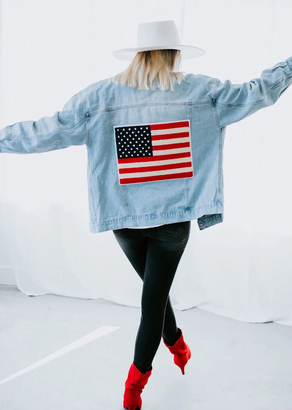 Embroidered Flag Denim Jacket FINAL SALE