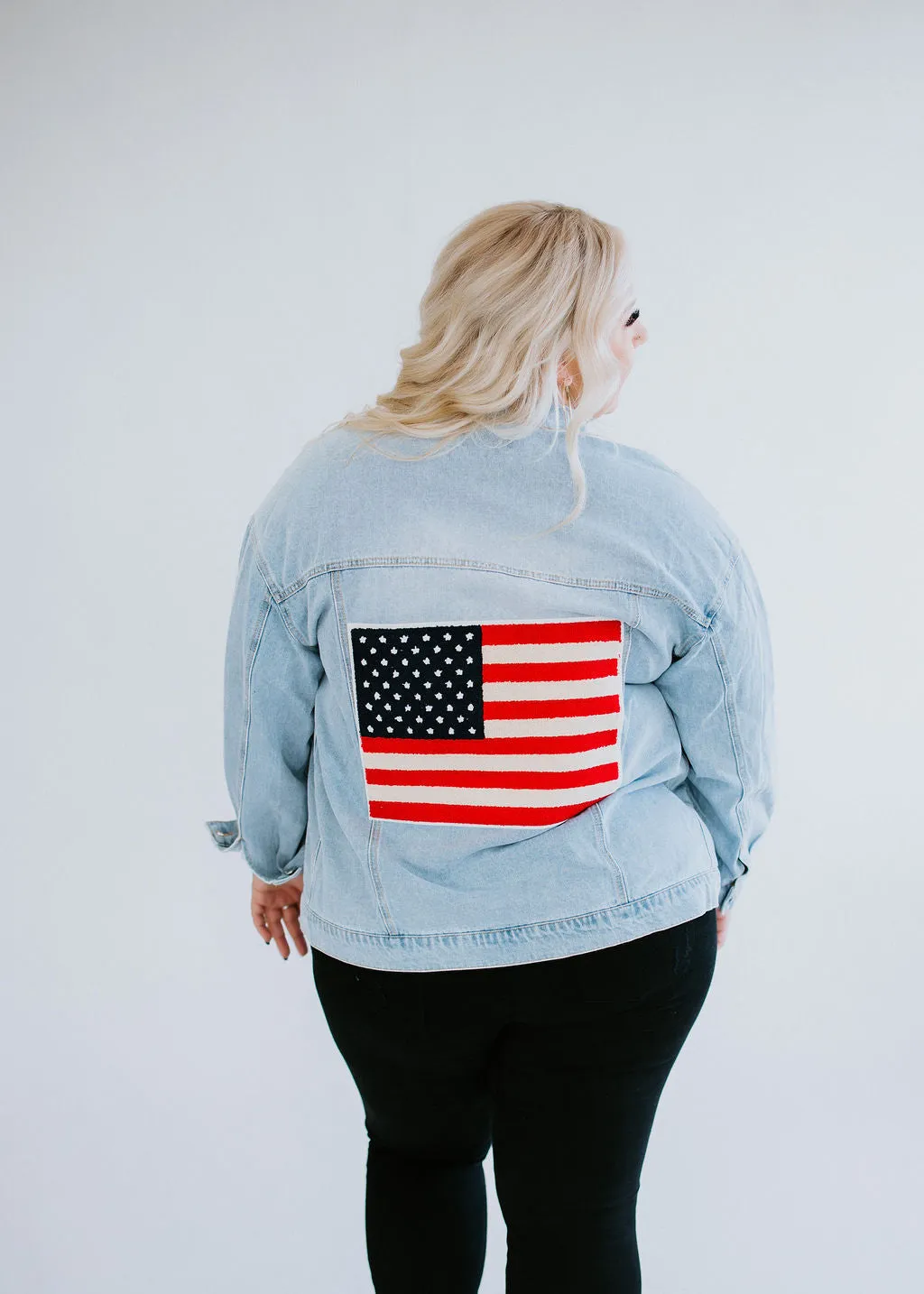 Embroidered Flag Denim Jacket FINAL SALE