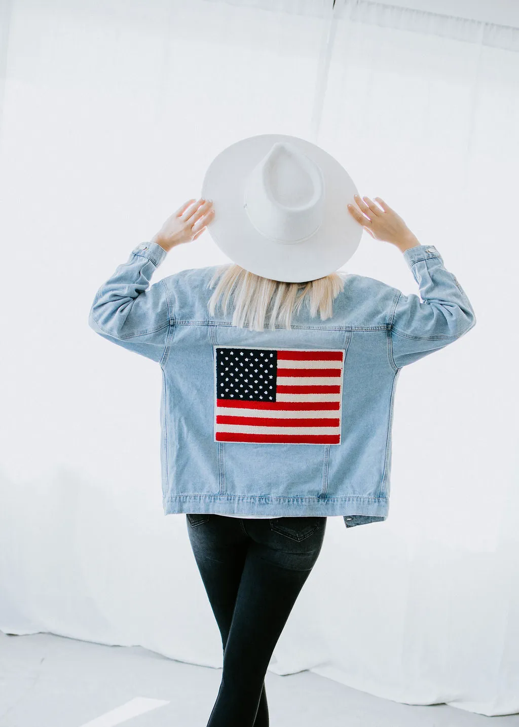 Embroidered Flag Denim Jacket FINAL SALE