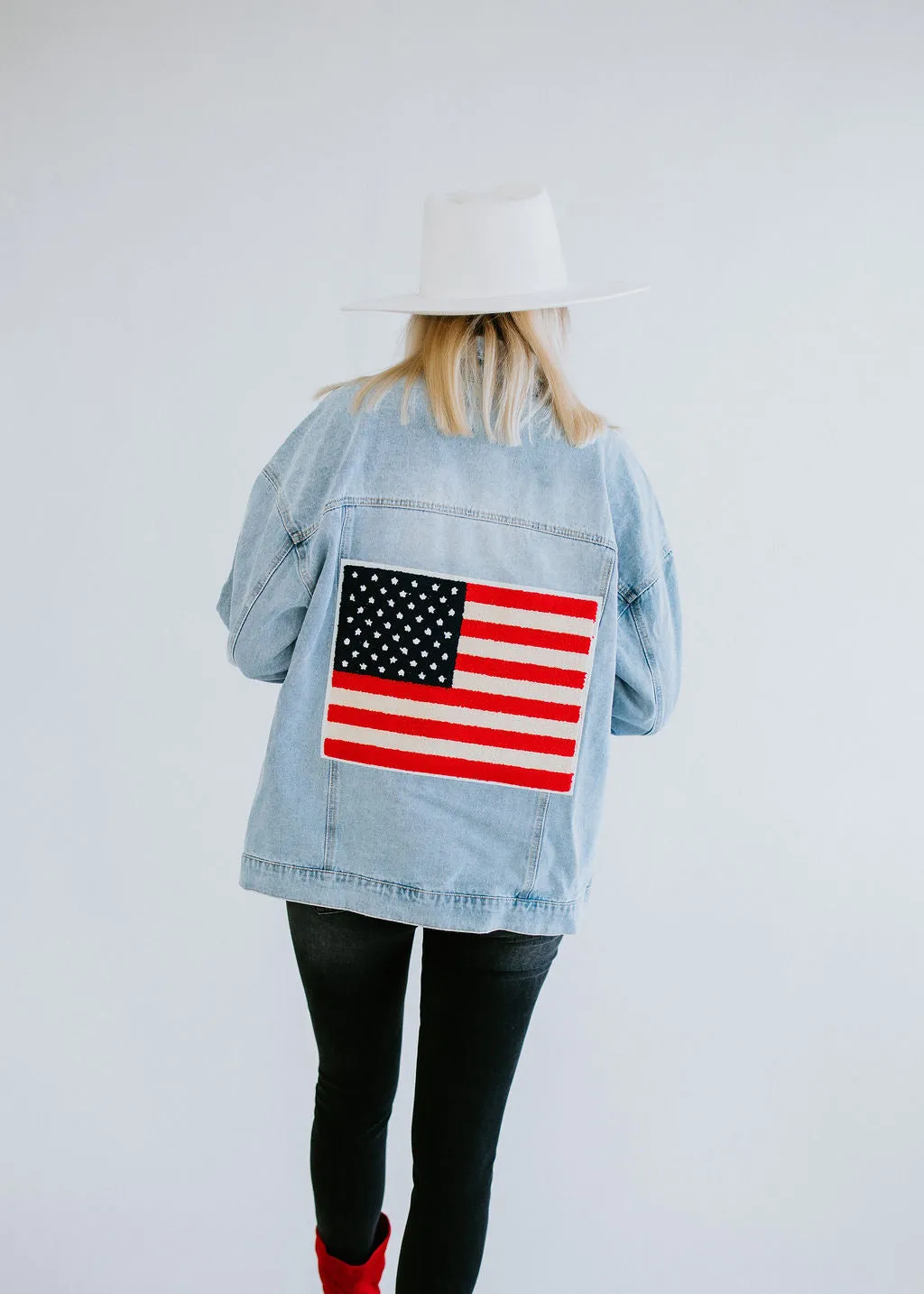 Embroidered Flag Denim Jacket FINAL SALE