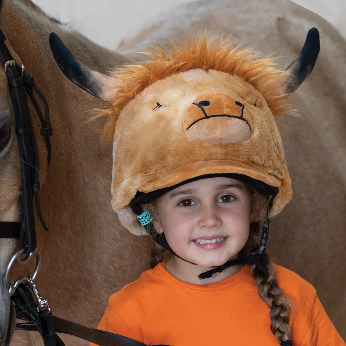 Equetech Heather Highland Cow Hat Silk