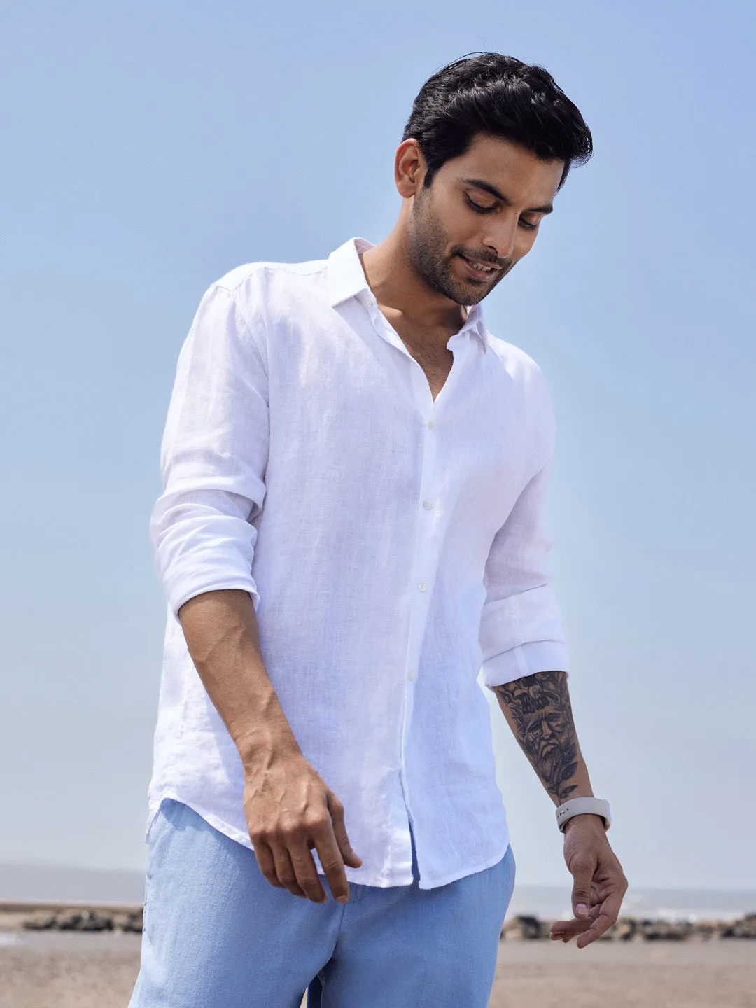 Essential 100% Linen White Shirt - Se Relaxer