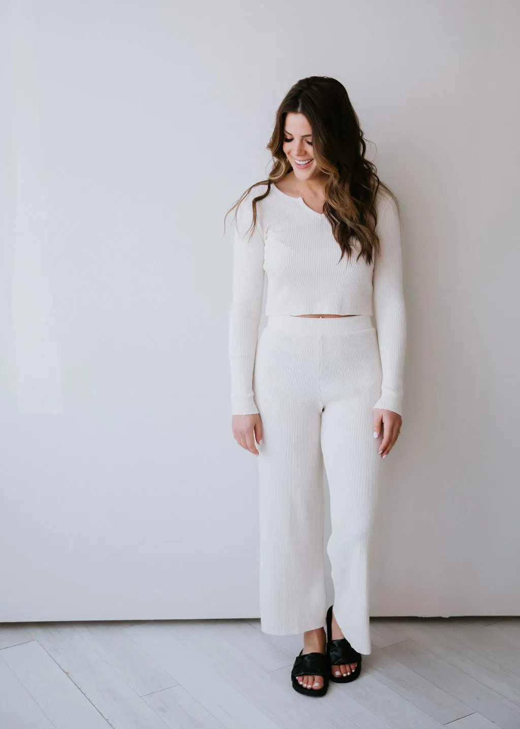 Evans Ribbed Knit Flare Pant FINAL SALE