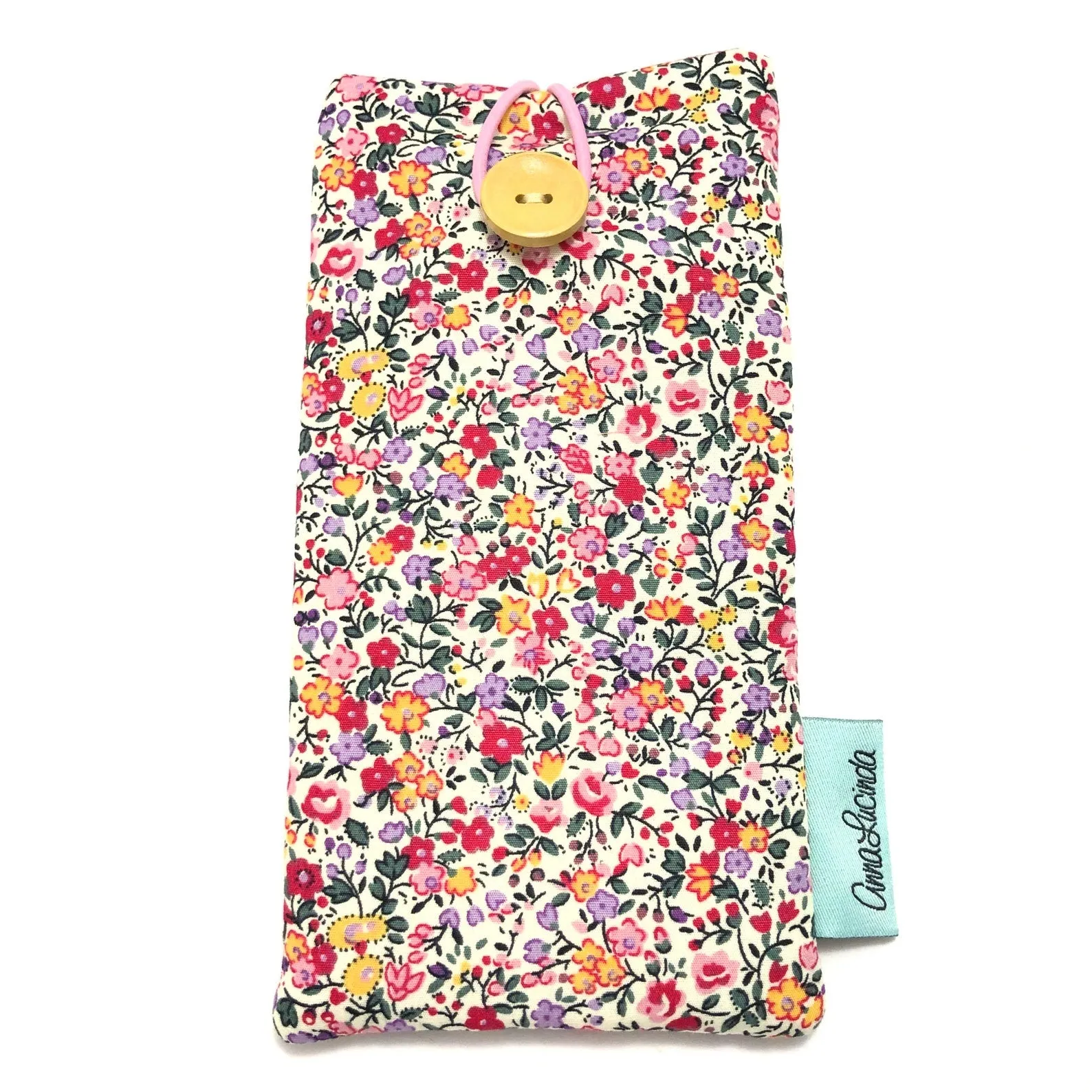 Fabric sunglasses case, padded soft glasses pouch in floral design