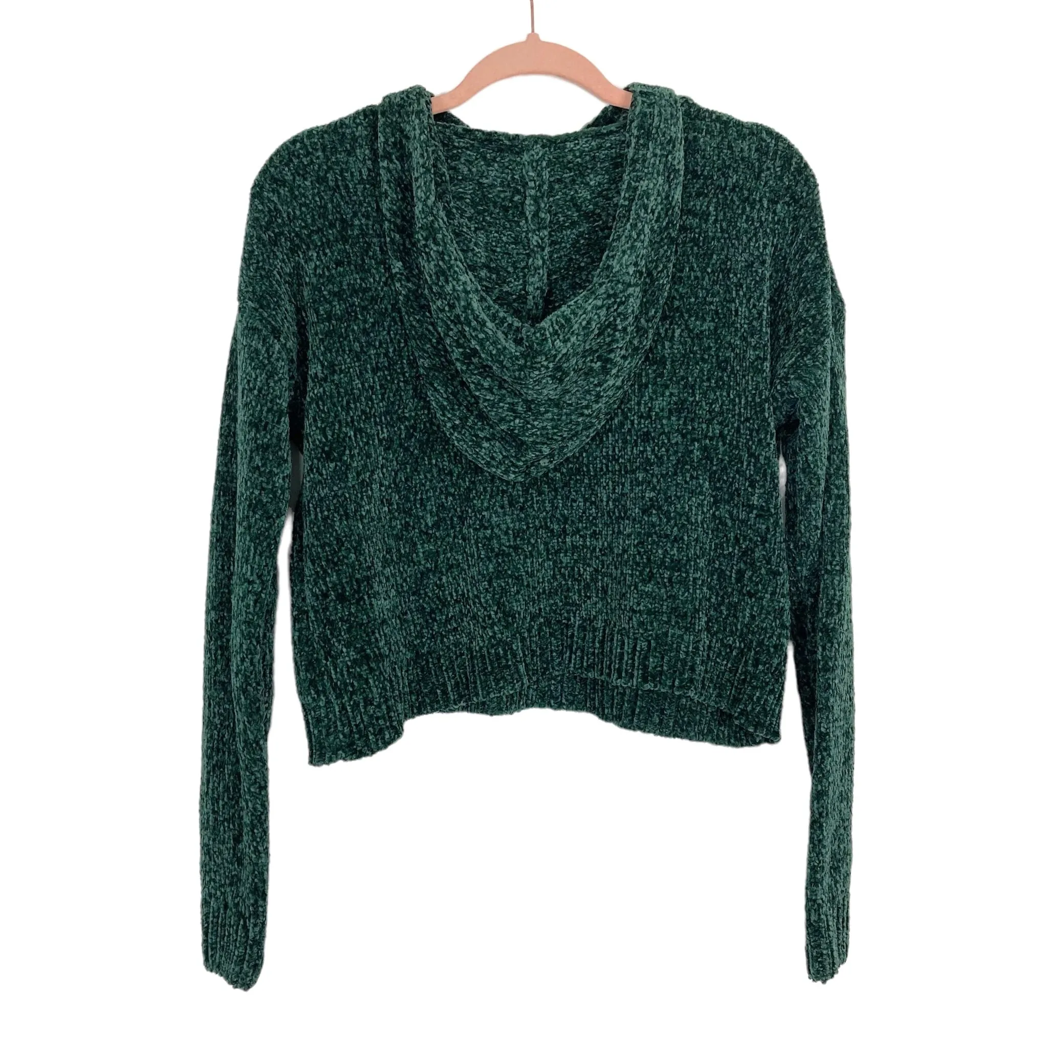 Favlux Green Chenille Hooded Cropped Sweater- Size S