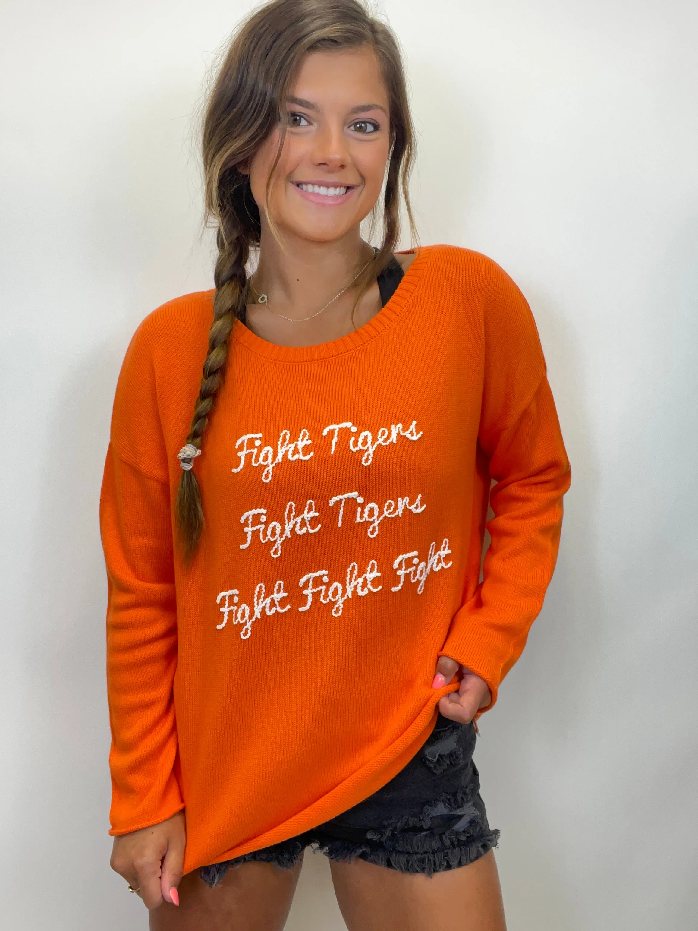 Fight Tigers Embroidered Sweater