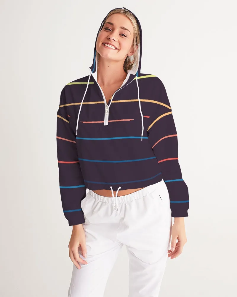 Find Your Coast DawnBreaker Striped Water Resistant Cropped Windbreaker