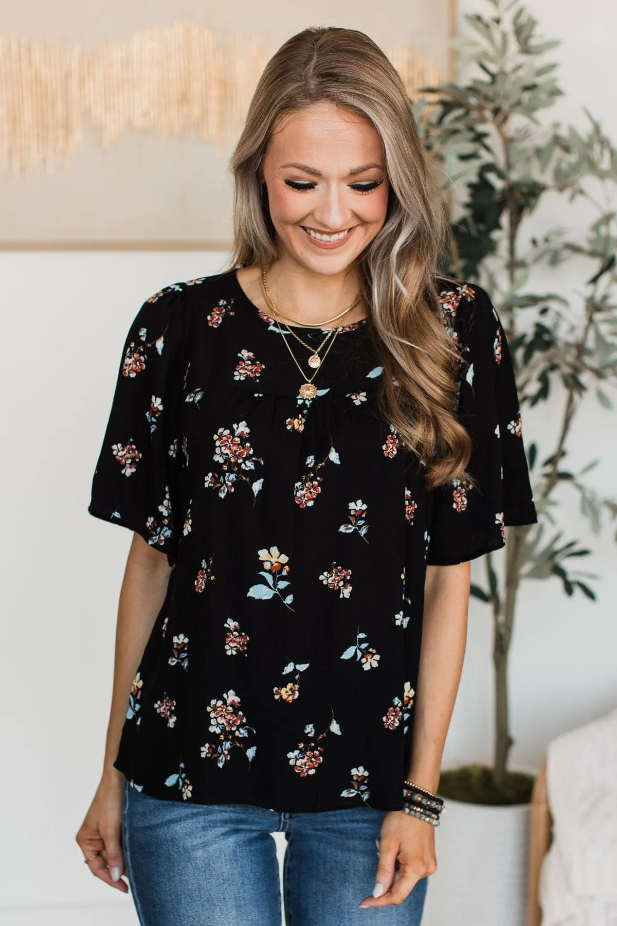 Forever Special Floral Blouse- Black