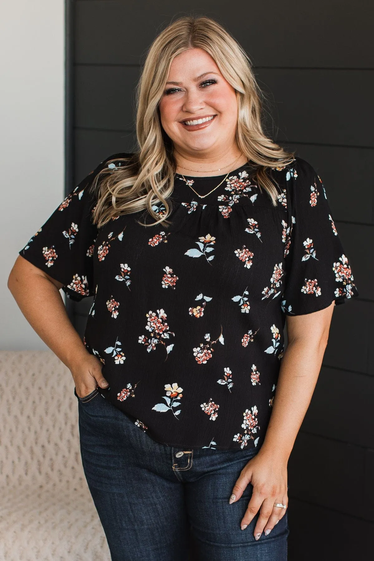 Forever Special Floral Blouse- Black