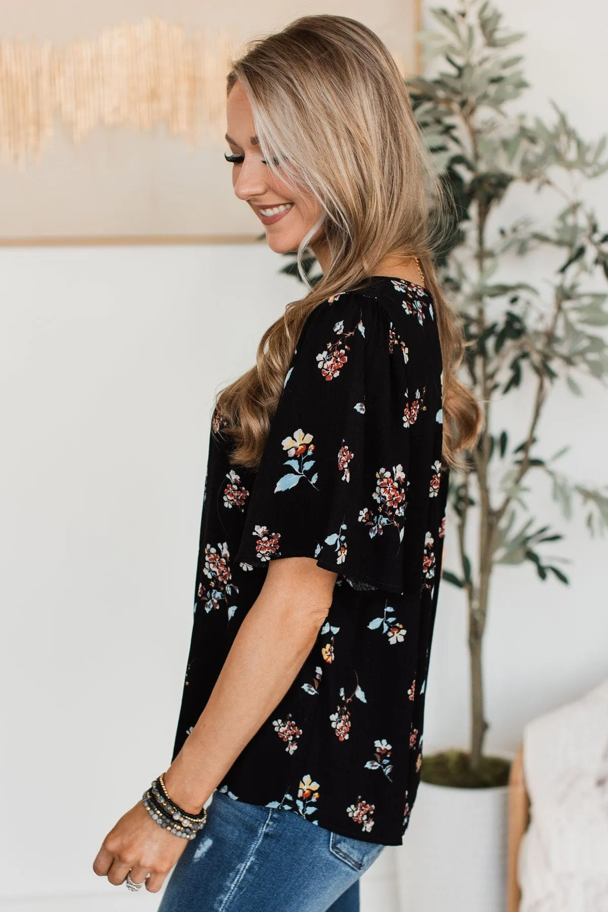 Forever Special Floral Blouse- Black