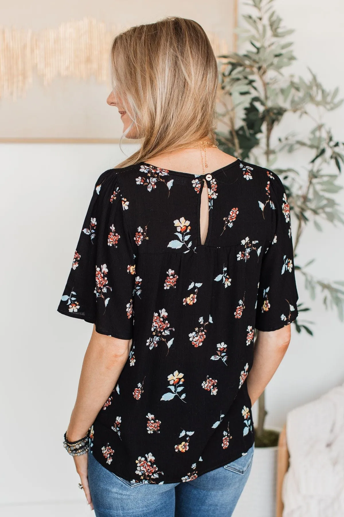 Forever Special Floral Blouse- Black