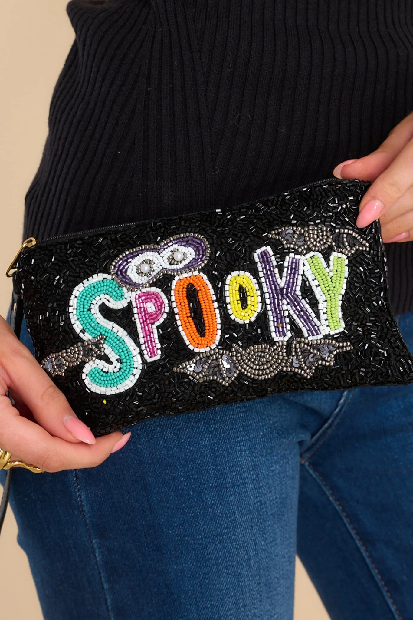 Frightening Beaded Black Bag