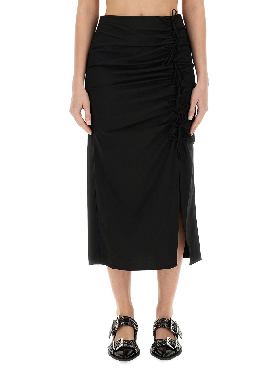 GANNI    DRAPED LONGUETTE SKIRT