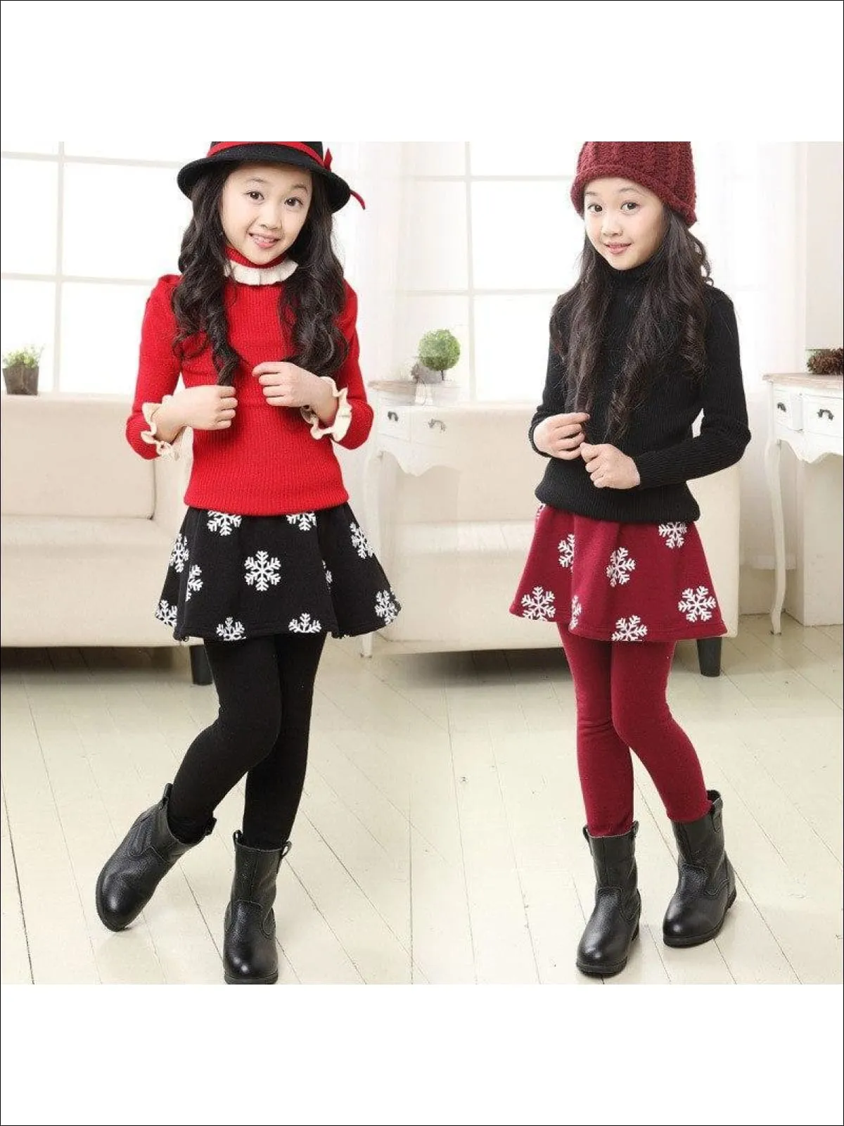 Girls Snowflake Skirt Leggings