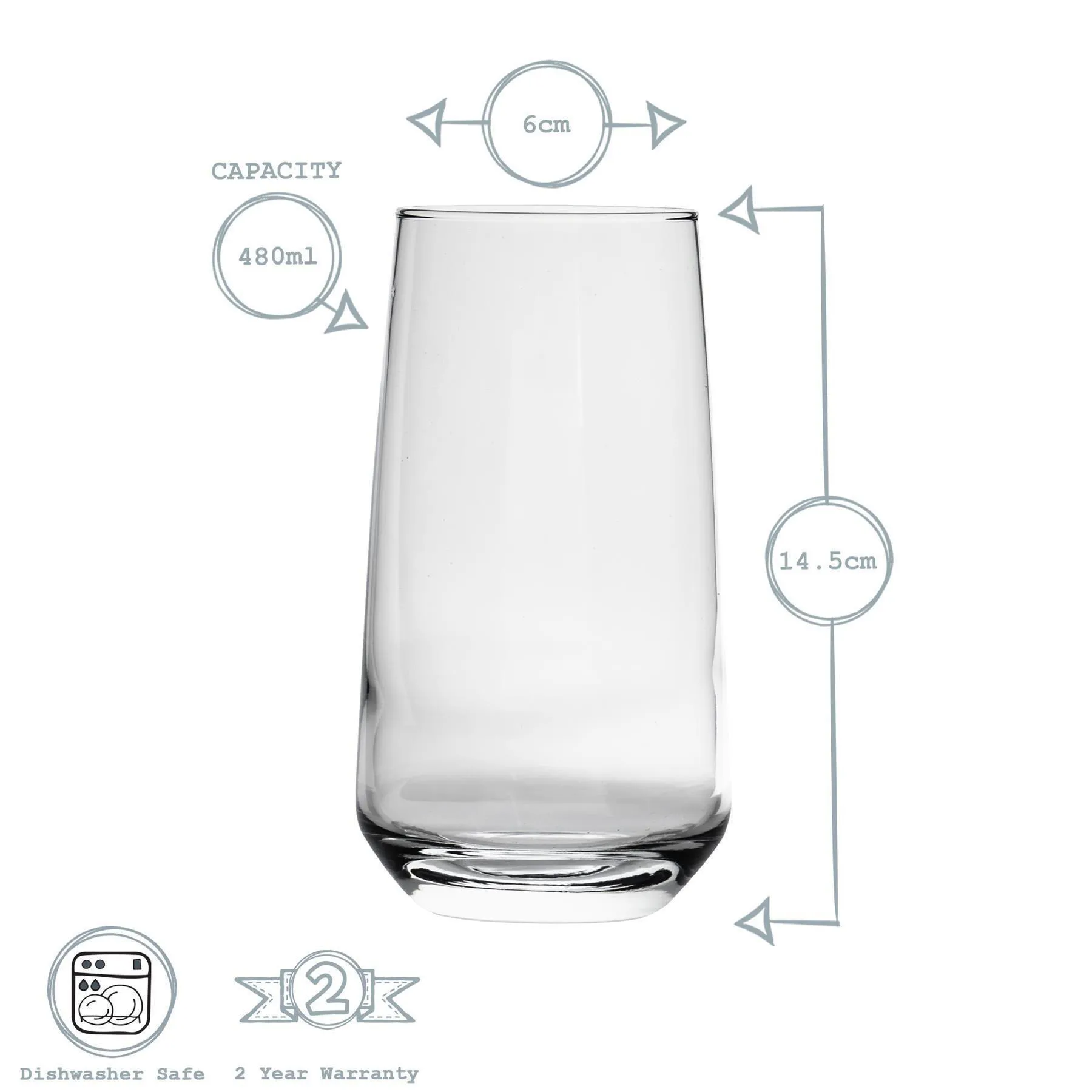 Glassware | Lal Highball Glasses - 480ml - Clear - Pack of 12 | LAV