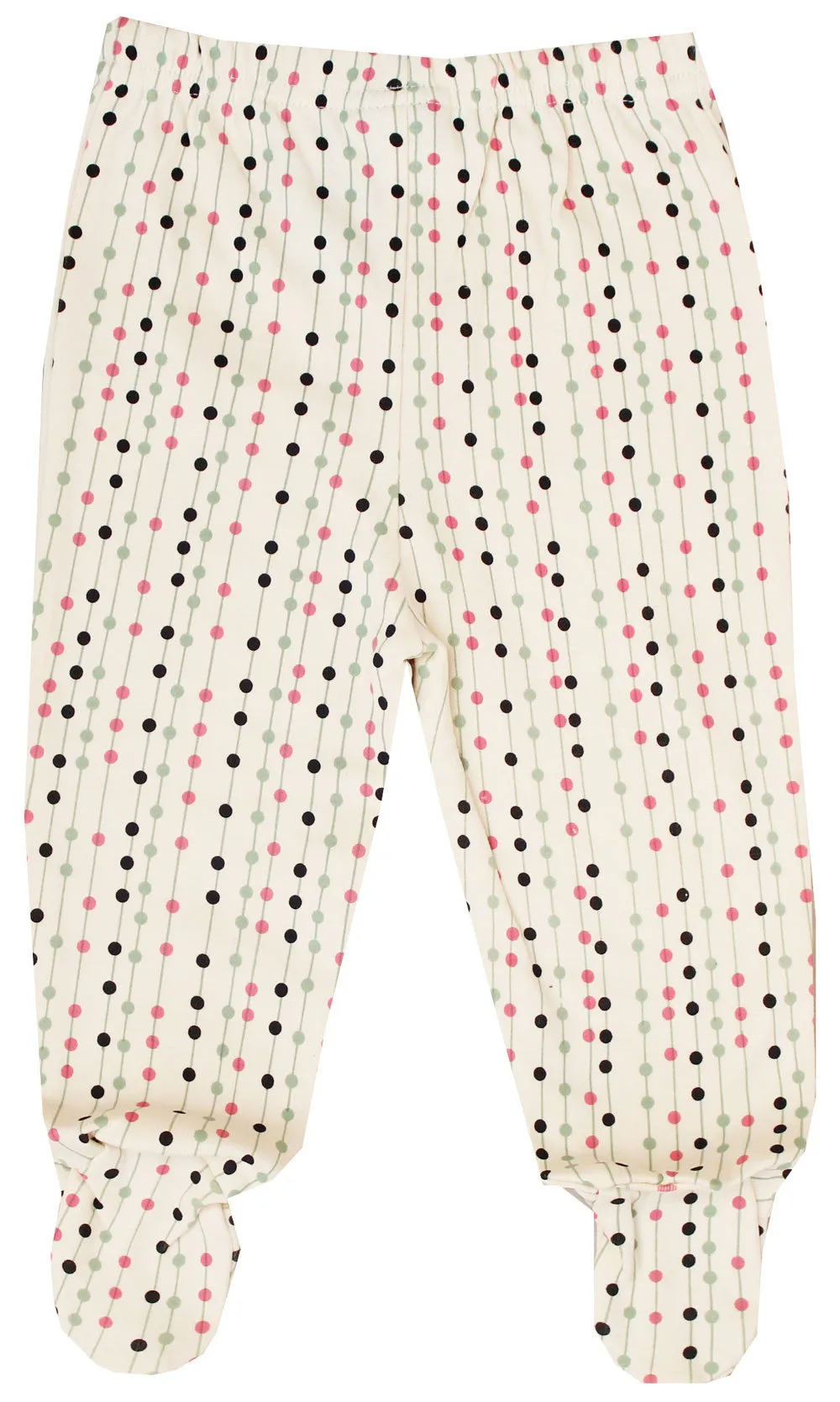 GOTS Certified Organic Cotton Clothing Baby Footed Pants (Stripes-Dots)