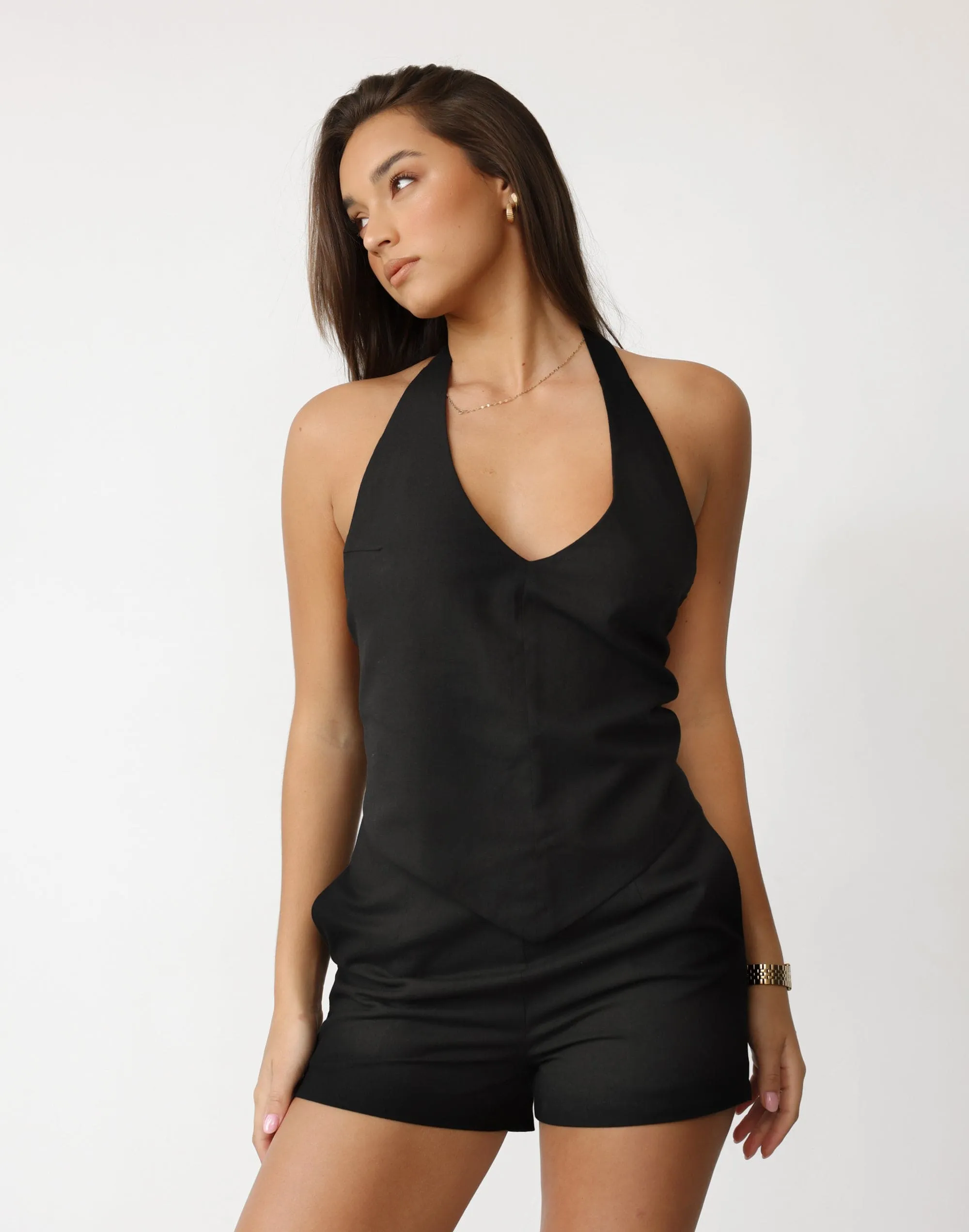 Grace Linen Top (Black)