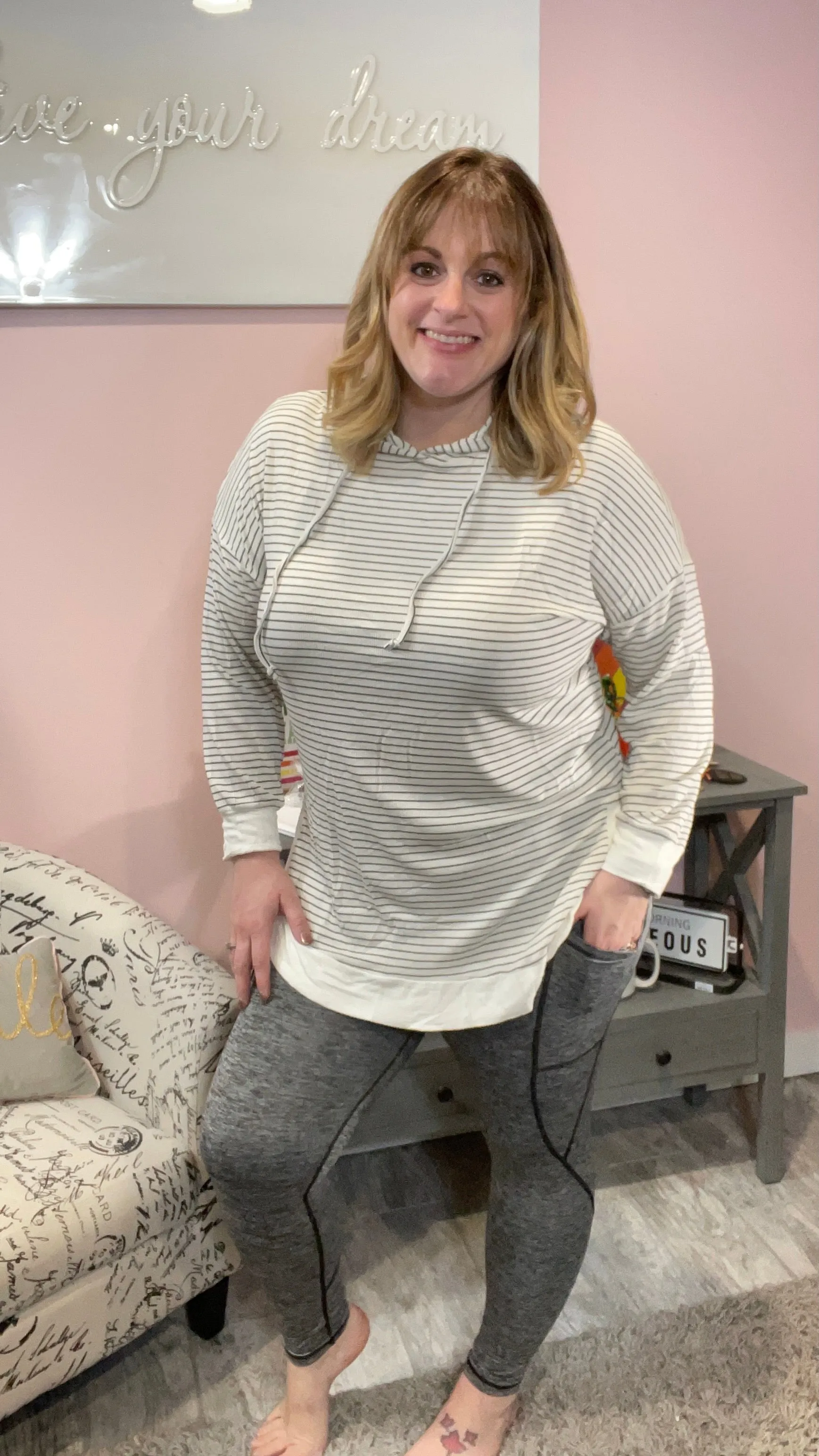 Grey Marled Leggings with Pockets