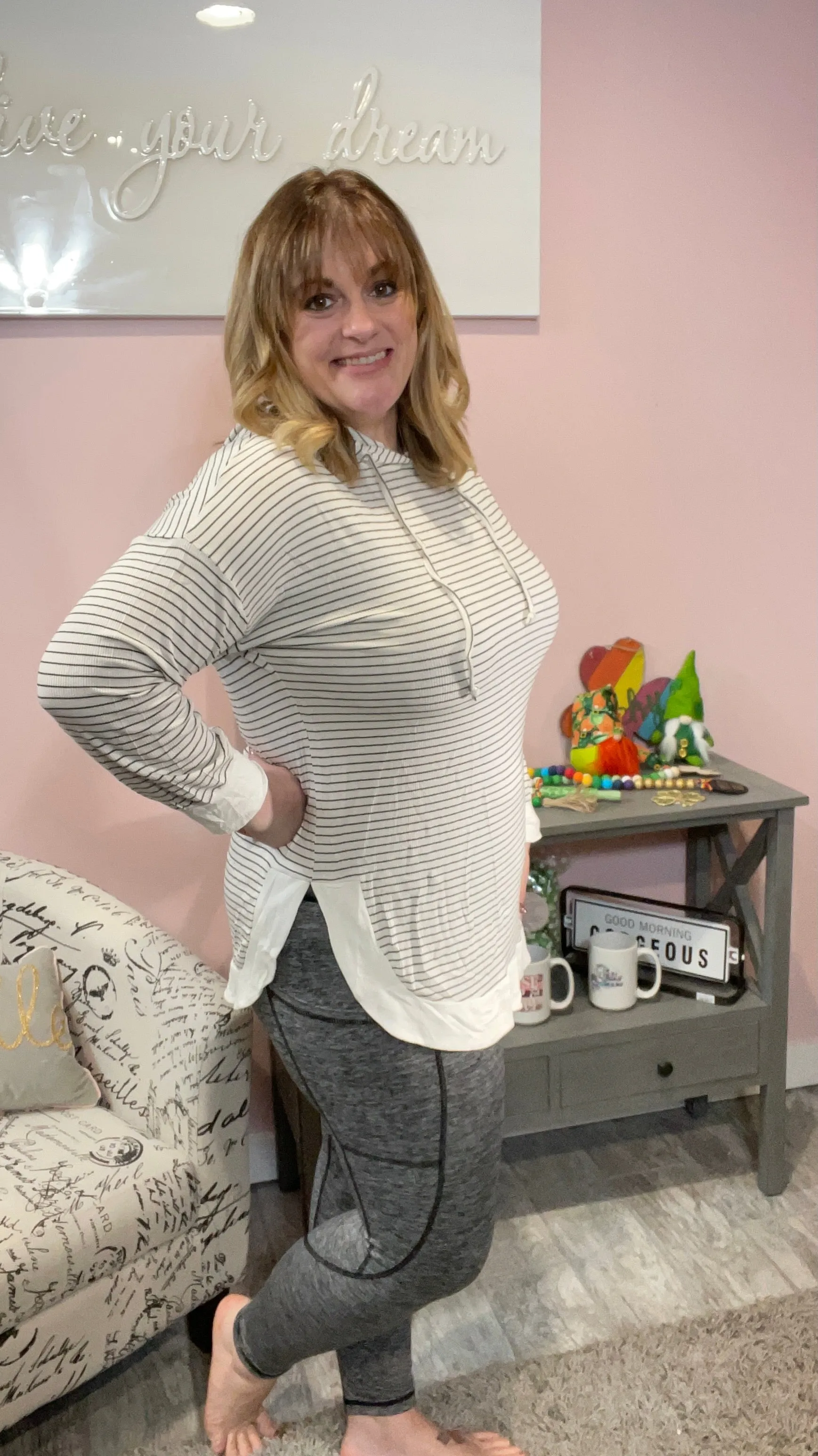 Grey Marled Leggings with Pockets