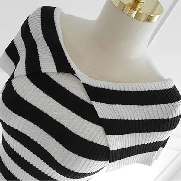 gumzzi  |Stripes Sleeveless V-Neck Bi-color Plain Short Sleeves