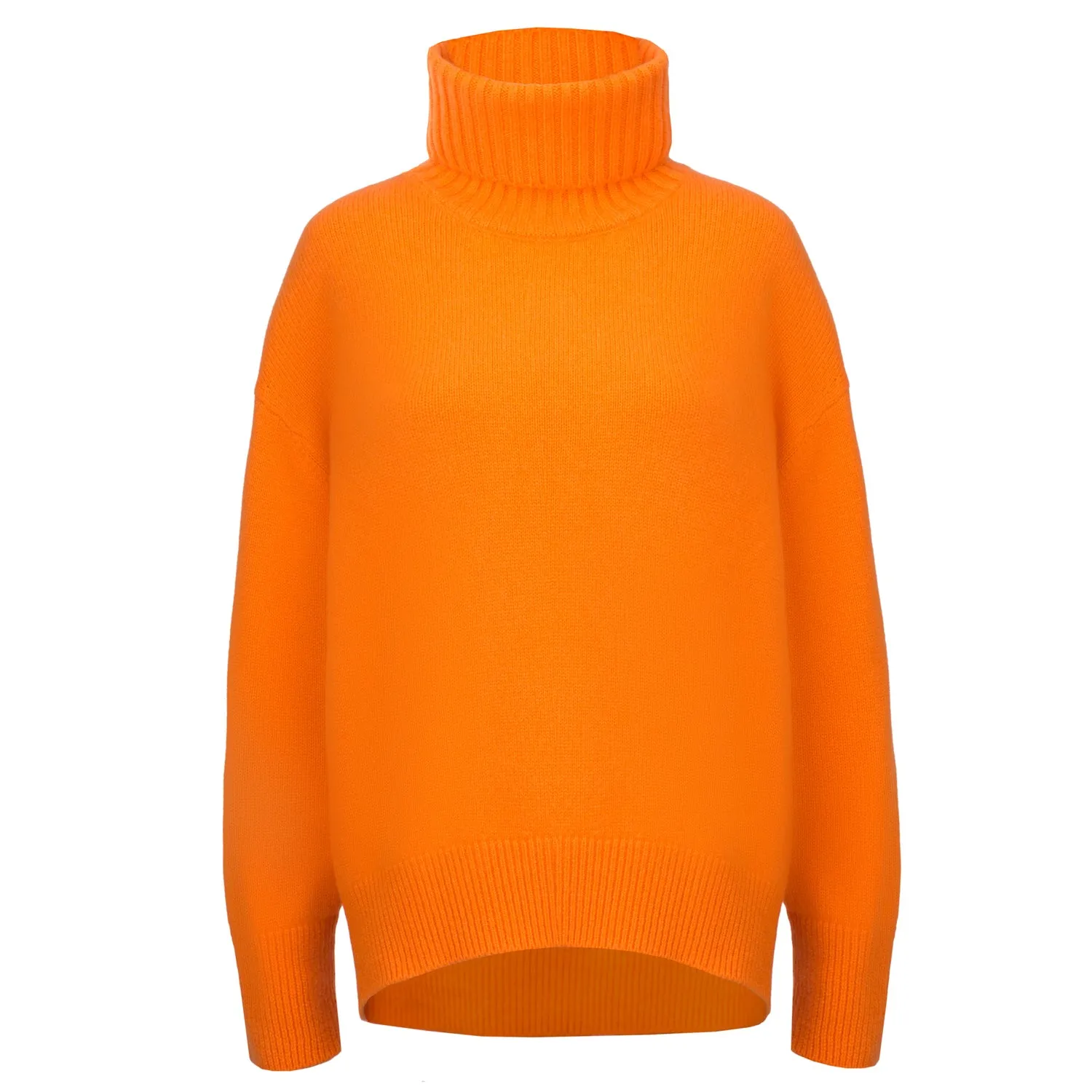 Hot Orange 100% Cashmere Turtleneck Sweater