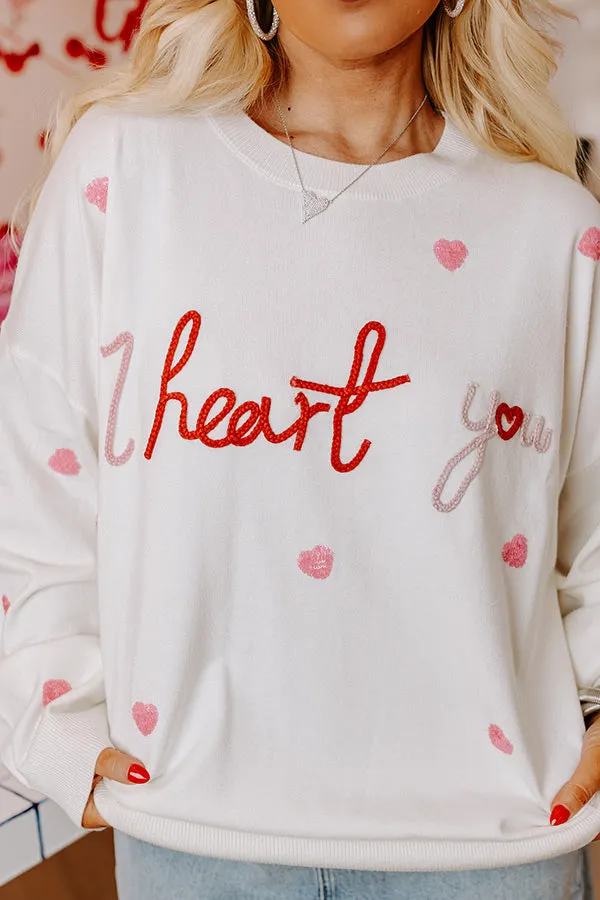 I Heart You Embroidered Sweater Curves