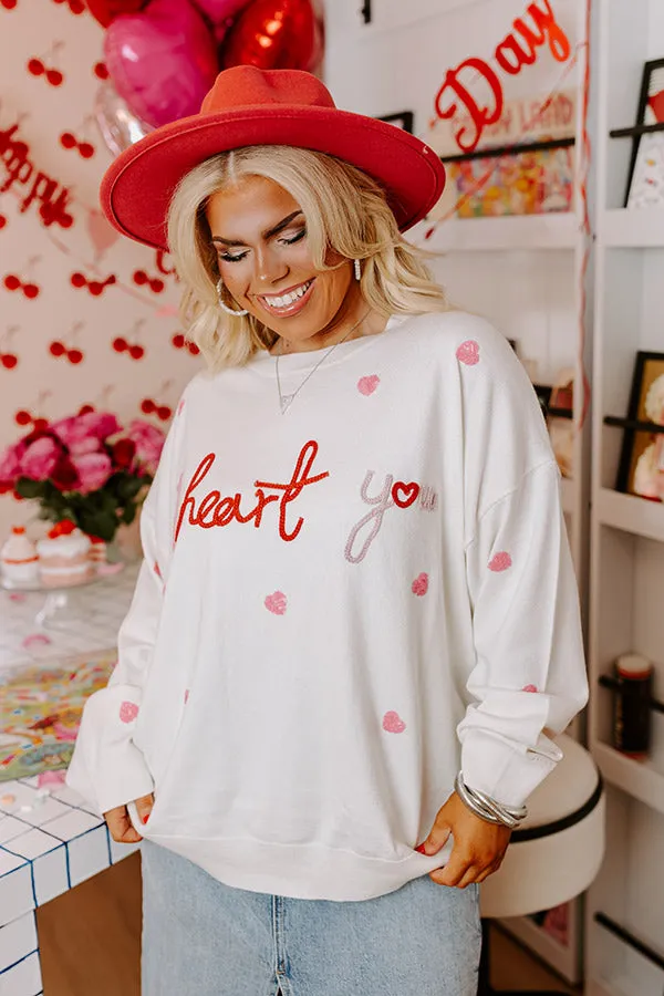 I Heart You Embroidered Sweater Curves