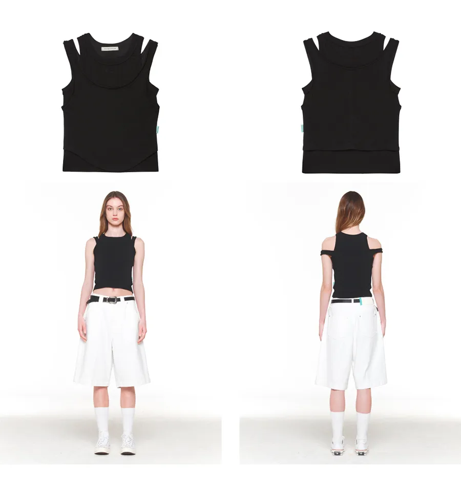 INSTANTFUNK  |Nylon Sleeveless Street Style U-Neck Plain Logo