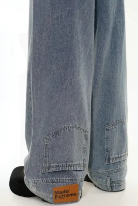 Inverted Washed Wide-Leg Jeans