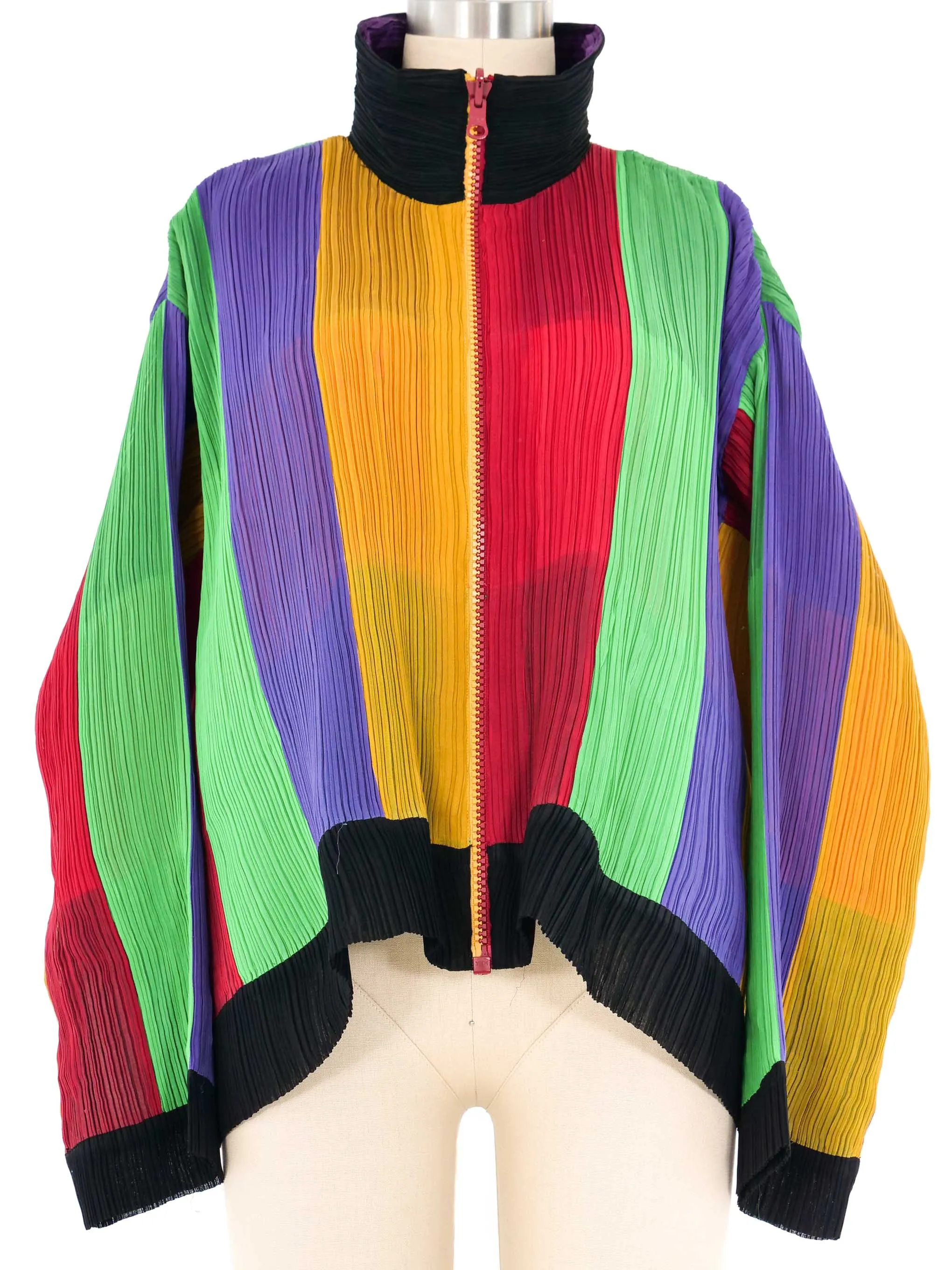 Issey Miyake Colorblock Reversible Plisse Pleat Jacket