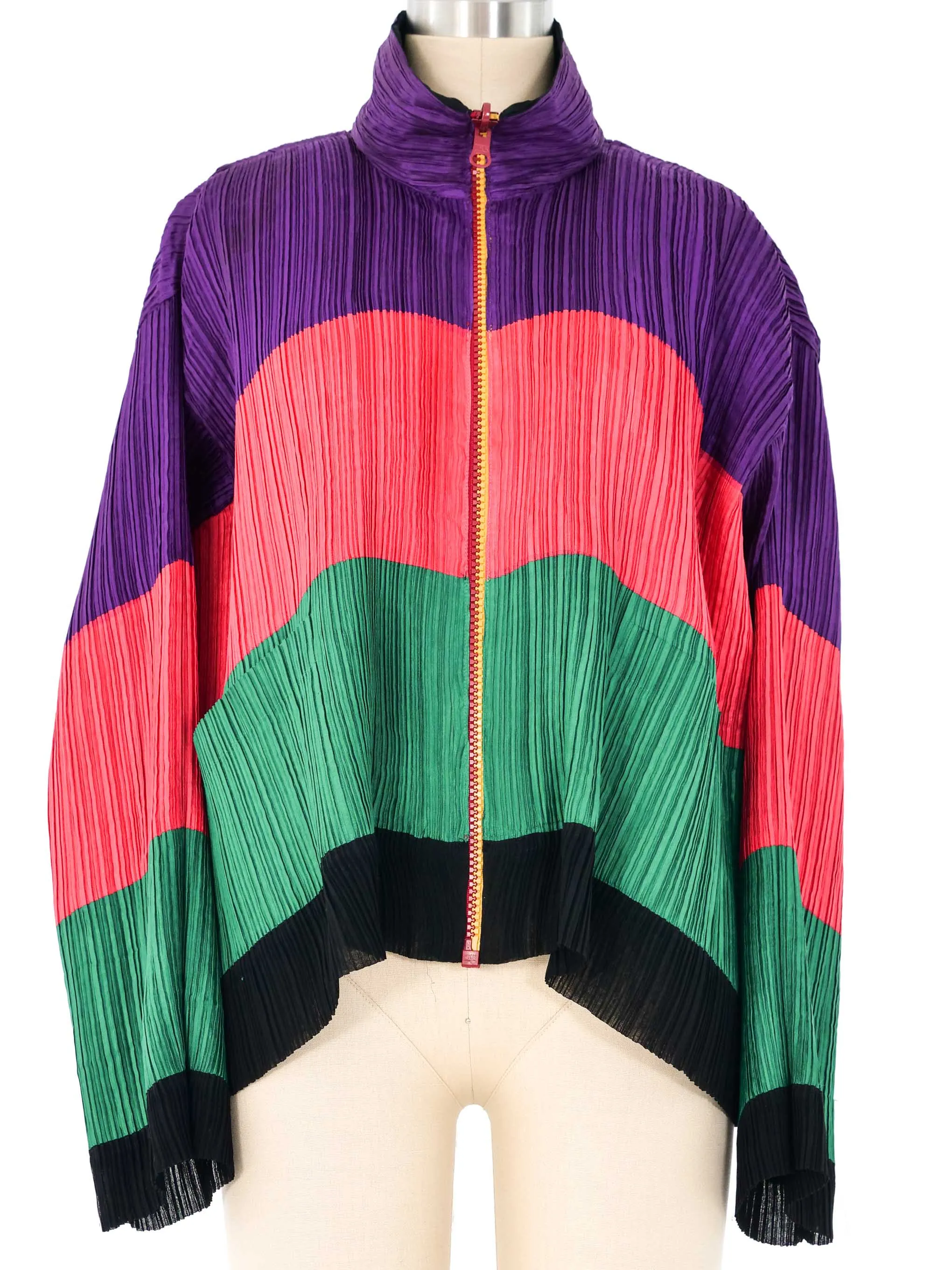 Issey Miyake Colorblock Reversible Plisse Pleat Jacket