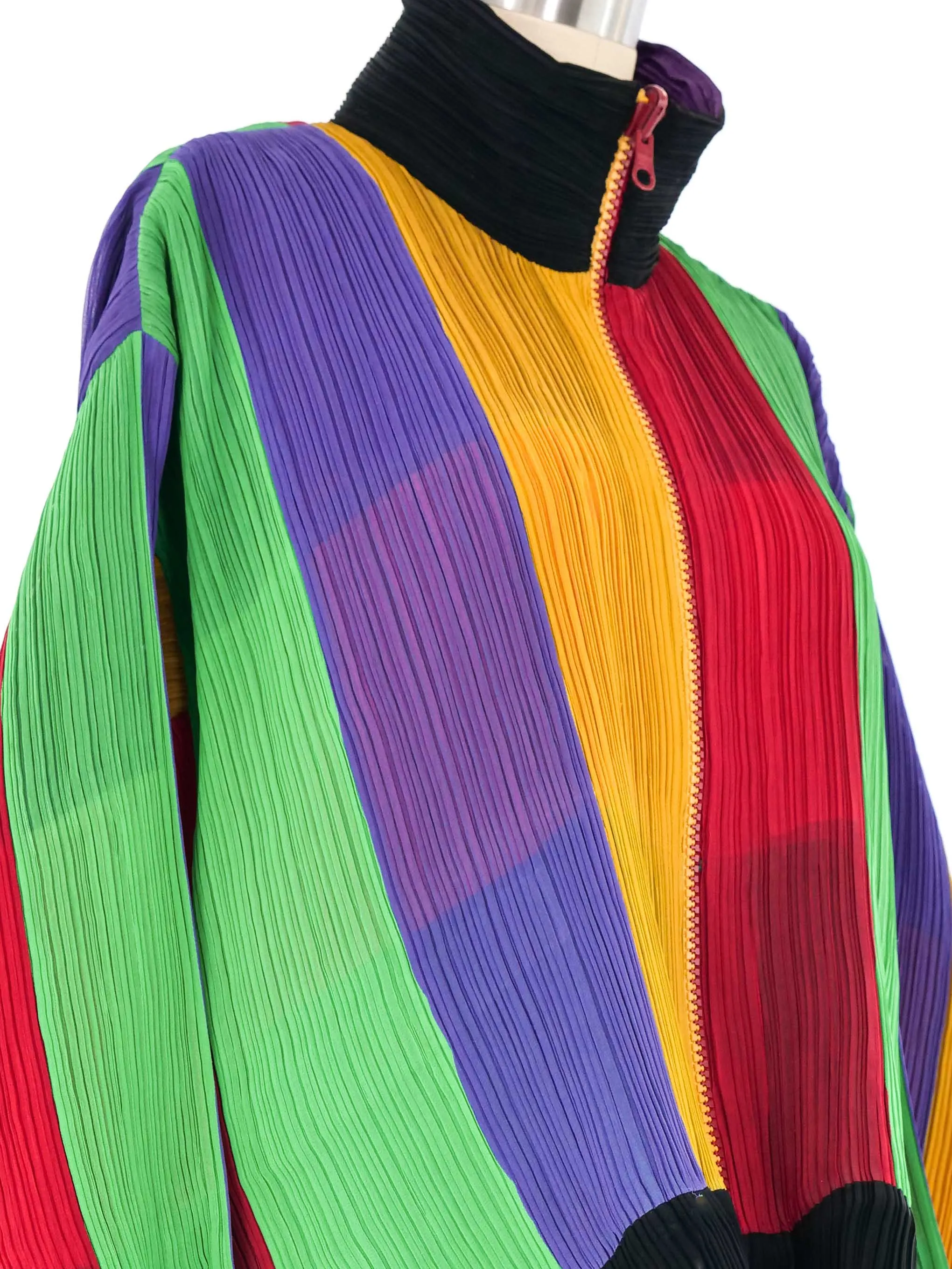 Issey Miyake Colorblock Reversible Plisse Pleat Jacket