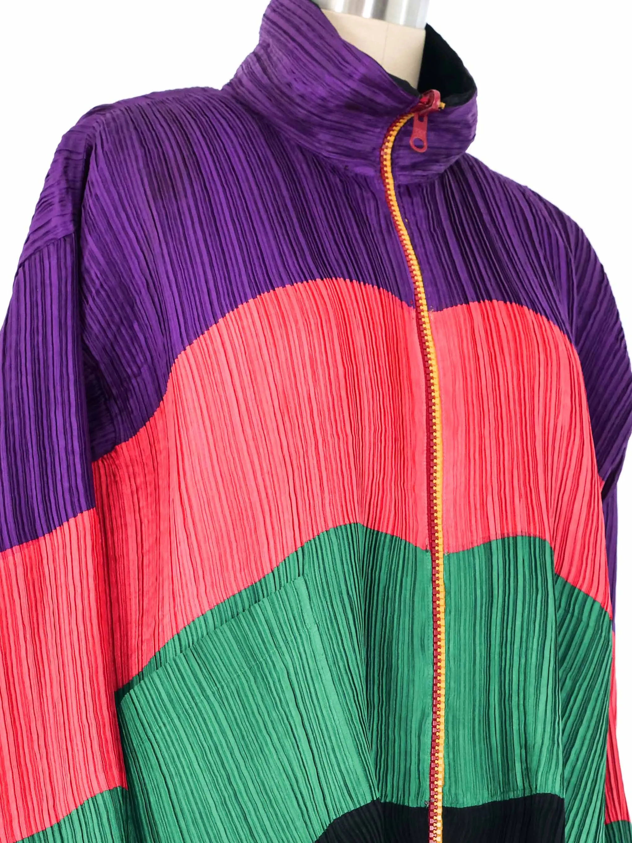 Issey Miyake Colorblock Reversible Plisse Pleat Jacket