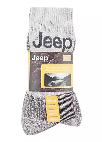 Jeep Mens 3 Pack Ecru/Grey Luxury Terrani Boot Socks | Grattan