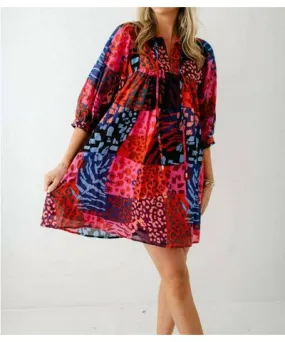 j.marie Jade Puff Sleeve Dress In Multicolor