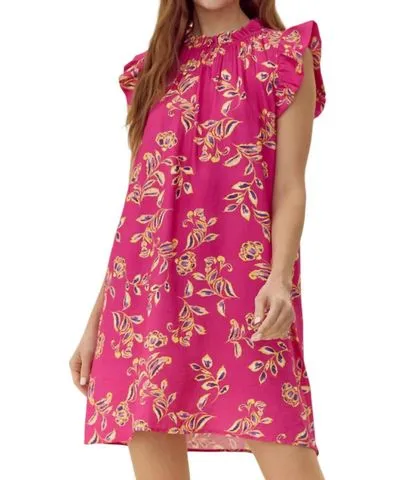 Jodifl Flower Chiffon Dress In Hot