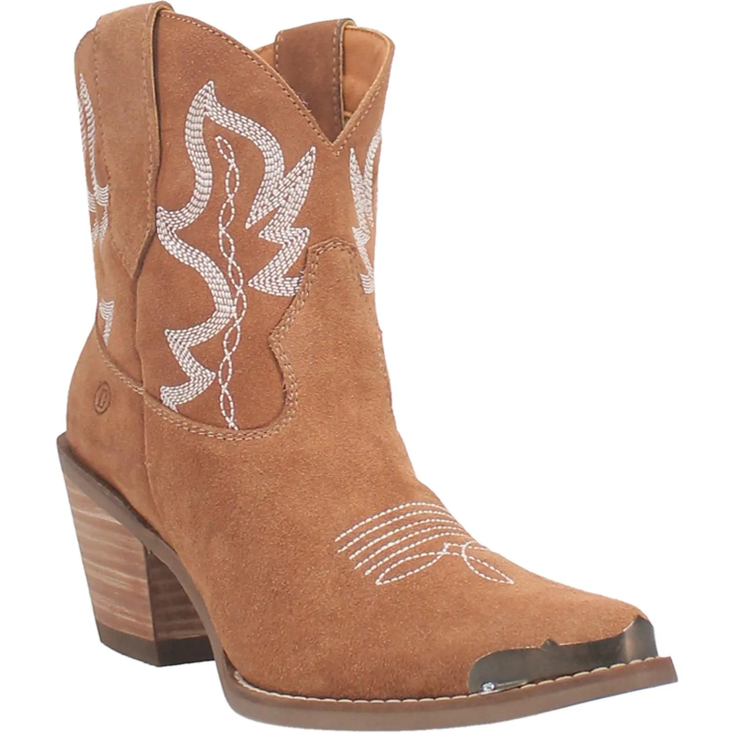 Joyride Whiskey Tan Suede Brass Tip Booties (DS)