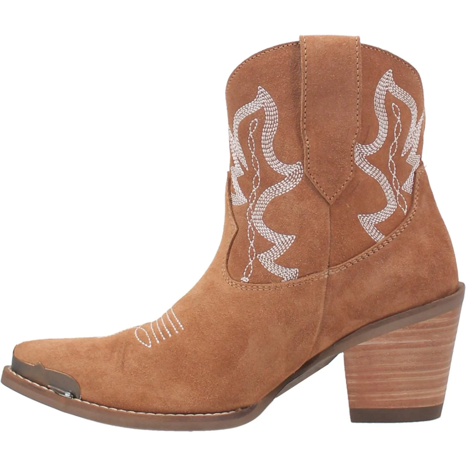 Joyride Whiskey Tan Suede Brass Tip Booties (DS)