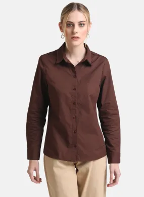 Kazo Brown Boxy Shirt With Embellishment