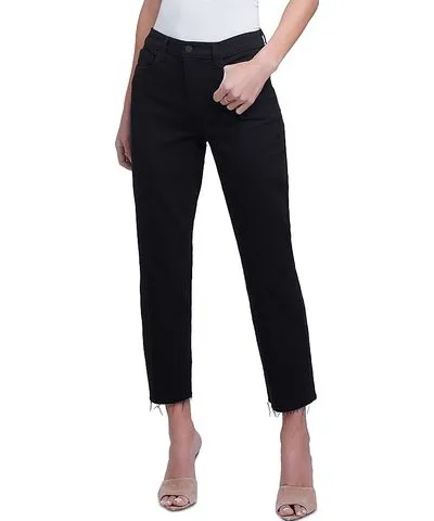 L'AGENCE Sada High Rise Cropped Straight Leg Jeans in Noir