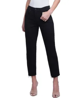 L'AGENCE Sada High Rise Cropped Straight Leg Jeans in Noir