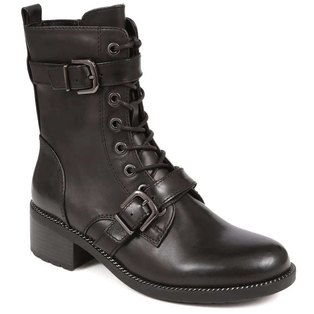 Leather Buckle Biker Boots - SINO38502 / 324 526