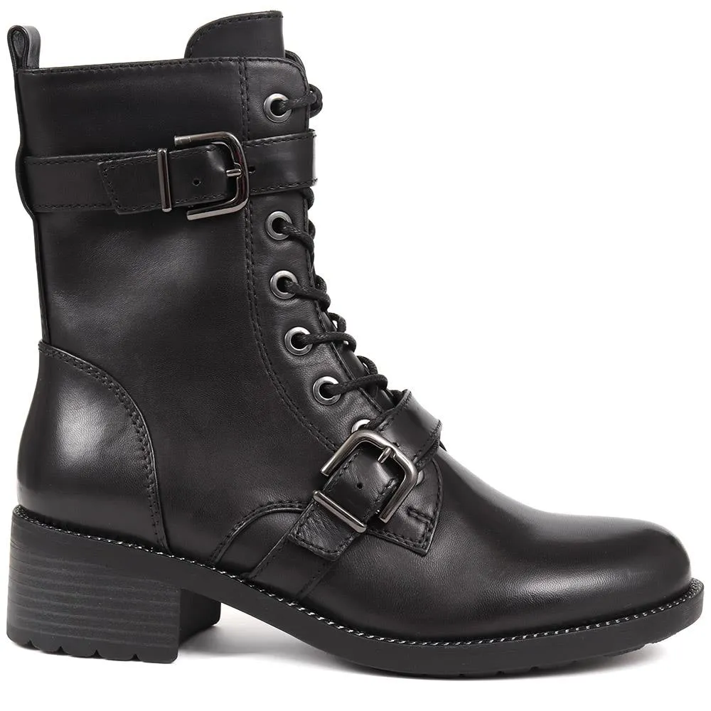 Leather Buckle Biker Boots - SINO38502 / 324 526