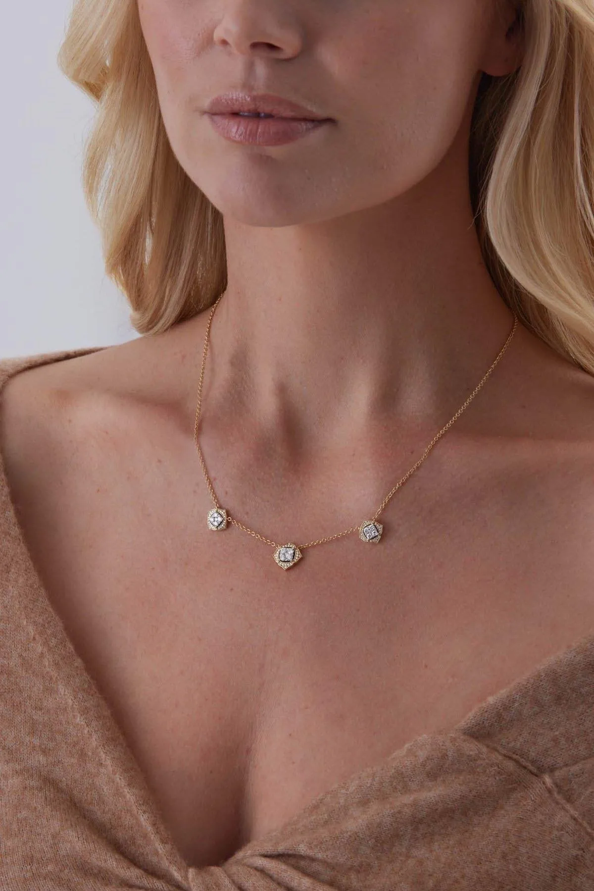 Leela Three Diamond Drop Necklace